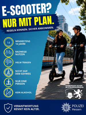 „E-Scooter? Nur mit Plan. Regeln kennen. Sicher ankommen.”