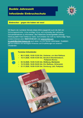 Achtung: Die dunkle Jahreszeit hat begonnen – Einbrüche nehmen zu!